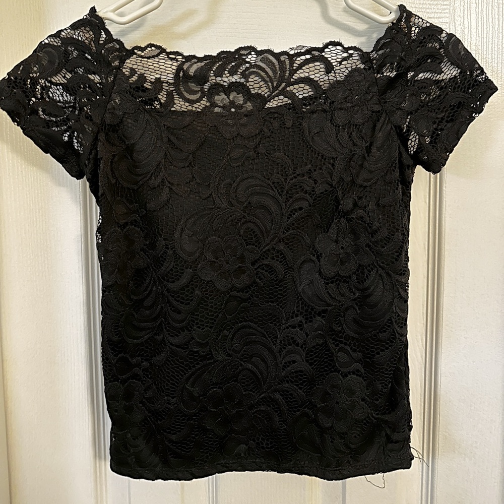 Ambiance Black Lace Off Shoulder Top